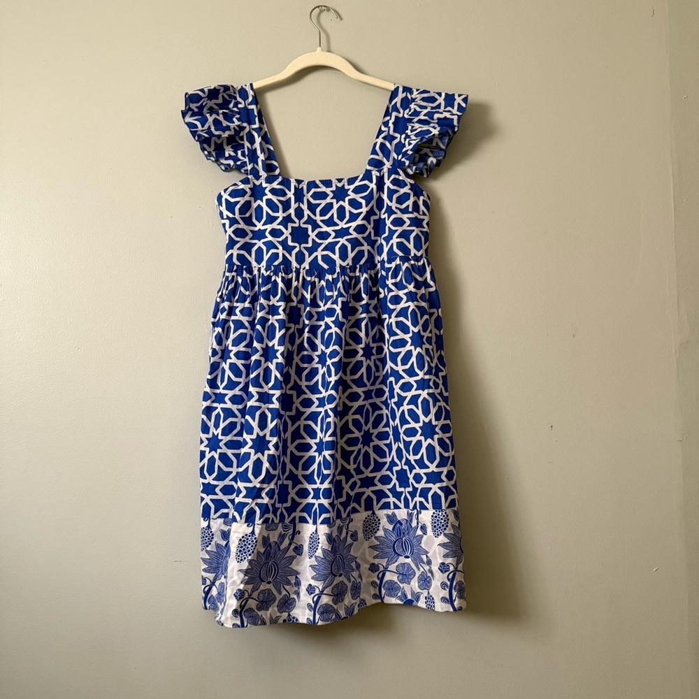 Ro’s Garden Blue & White Printed Midi Dress